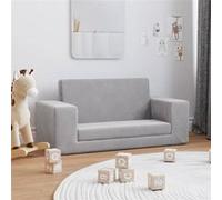 vidaXL Canapé-lit Enfants 2 Places, Lit de Jour avec Dossier et Accoudoirs, Lit d'Invité pour Tout-petits Chambre Salon, Gris Clair Peluche Douce 357029 Gris G