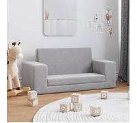vidaXL Canapé-lit Enfants 2 Places, Lit de Jour avec Dossier et Accoudoirs, Lit d'Invité pour Tout-Petits Chambre Salon, Gris Clair Peluche Douce