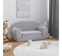 vidaXL Canapé-Lit Enfants 2 Places, Mini-canapé avec Housse Amovible, Canapé pour Tout-petits, Meuble de Chambre d'Enfant, Gris Clair Peluche Douce 356999 Gris G