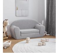 vidaXL Canapé-Lit Enfants 2 Places, Mini-canapé avec Housse Amovible, Canapé pour Tout-Petits, Meuble de Chambre d'enfant, Gris Clair Peluche Douce