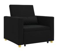 vidaXL Canapé-lit escamotable Simple – Tissu, dossier ajustable, 90 x 165 x 87 cm – Noir