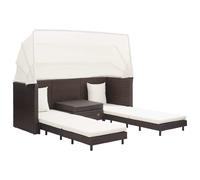 vidaXL Canapé-lit extensible 3 places avec toit Poly rotin brun