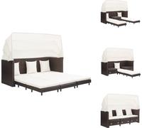 vidaXL Canapé-lit extensible 3 places avec toit Poly rotin brun - Canapés de jardin
