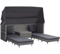 vidaXL Canapé-lit extensible 3 places avec toit Poly rotin Gris