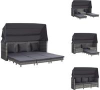vidaXL Canapé-lit extensible 3 places avec toit Poly rotin Gris - Canapés de jardin