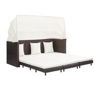 vidaXL Canapé-lit extensible 3 places avec toit Poly rotin brun