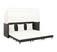 vidaXL Canapé-lit Extensible 3 Places avec Toit Résine tressée Noir
