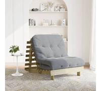 vidaXL Canapé-lit futon avec matelas 80x206x11 cm bois de pin imprégné Marron