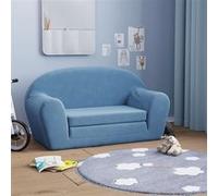vidaXL Canapé-lit pour enfants 2 places bleu peluche douce Bleu G