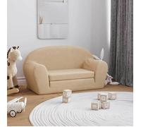vidaXL Canapé-lit enfants 2 places – Lit de jour 357001 – Dossier & accoudoirs – Crème peluche douce