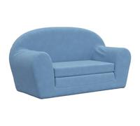 vidaXL Canapé-lit pour Enfants 2 Places, Lit de Jour avec Dossier et Accoudoirs, Lit d'Invité, Meuble de Chambre Salon, Bleu Peluche Douce