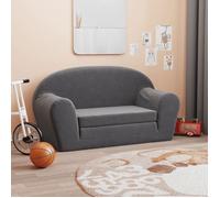 vidaXL Canapé-lit enfants – Lit de jour 2 places, dossier & accoudoirs, peluche douce – Anthracite