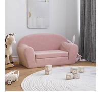 vidaXL Canapé-lit pour Enfants 2 Places, Lit de Jour avec Dossier et Accoudoirs, Lit d'Invité, Meuble de Chambre Salon, Rose Peluche Douce