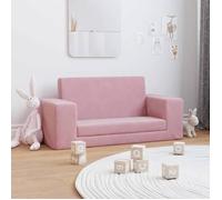 vidaXL Canapé-lit pour enfants 2 places – Lit de jour avec dossier et accoudoirs, Rose peluche douce