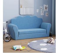 vidaXL Canapé‑lit enfants 2 places – Dossier et accoudoirs, lit d'invité – Bleu peluche