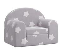 vidaXL Canapé-lit pour enfants avec dossier et accoudoirs Gris clair avec étoiles en peluche douce