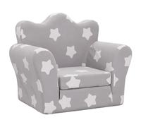 vidaXL Canapé-lit pour enfants – Lit de jour avec dossier – Gris clair, étoiles peluche douce
