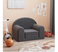 vidaXL Canapé-lit pour enfants - Lit de jour avec dossier et accoudoirs - Anthracite peluche douce
