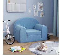vidaXL Canapé-lit pour enfants – Lit de jour avec dossier et accoudoirs – Bleu peluche douce
