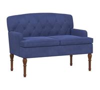 vidaXL Canapé Love Seat avec capitonnage en Boutons Bleu Police, Canapé 2 Places rembourré, accoudoirs et Dossier de Soutien, Assise en Velours, Pieds tournés