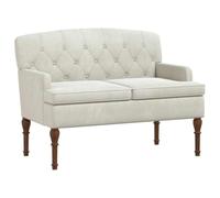 vidaXL Canapé Love Seat avec capitonnage en Boutons Crème Velours, Canapé 2 Places rembourré, accoudoirs et Dossier de Soutien, Assise en Velours, Pieds tournés