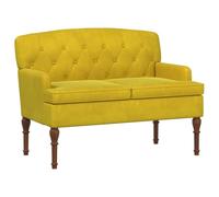 vidaXL Canapé Love Seat avec capitonnage en Boutons Jaune Clair, Canapé 2 Places rembourré, accoudoirs et Dossier de Soutien, Assise en Velours, Pieds tournés