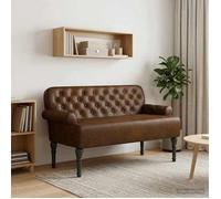 vidaXL Canapé love seat avec capitonnage en boutons Marron Simili daim 42041839