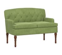vidaXL Canapé Love Seat avec capitonnage en Boutons Vert Clair Velours, Canapé 2 Places rembourré, accoudoirs et Dossier de Soutien, Assise en Velours, Pieds tournés