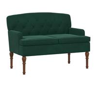 vidaXL Canapé Love Seat avec capitonnage en Boutons Vert foncé Velours, Canapé 2 Places rembourré, accoudoirs et Dossier de Soutien, Assise en Velours, Pieds tournés
