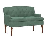 vidaXL Canapé Love Seat avec capitonnage en Boutons Vert Mer Velours, Canapé 2 Places rembourré, accoudoirs et Dossier de Soutien, Assise en Velours, Pieds tournés