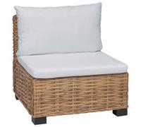 vidaXL Canapé Milieu avec Coussins GENDT Rotin Naturel Naturel, Canapé Confortable pour Salon, Jardin et terrasse, en rotin, Cadre en Acajou, Parfait pour l'intérieur et l'extérieur
