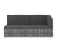 vidaXL Canapé modulable 2 places Poly rotin gris