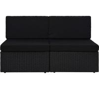 vidaXL Canapé modulable 2 places Poly rotin noir