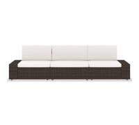 vidaXL Canapé modulable 3 places Poly rotin brun