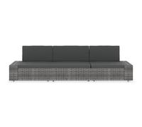 vidaXL Canapé modulable 3 places en poly rotin gris