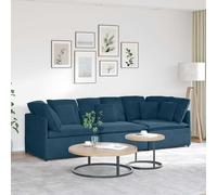 vidaXL Canapé modulable avec coussins velours bleu