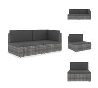 vidaXL Canapé modulaire 2 places Poly rotin gris - éléments de canapés de jardin