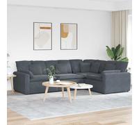 Vidaxl Canapé Modulaire Avec Coussins En Velours Gris Foncé Gris