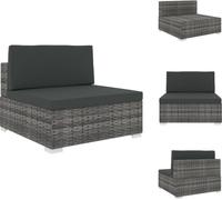 vidaXL Canapé modulaire partie centrale 1 pc + coussins poly rotin gris - éléments de canapés de jardin