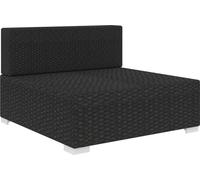 vidaXL Canapé modulaire partie centrale 1 pc + coussins Poly rotin noir