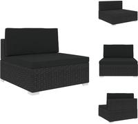 vidaXL Canapé modulaire partie centrale 1 pc + coussins Poly rotin noir - éléments de canapés de jardin