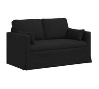 VIDAXL Canapé noir 138 x 78 x 80 cm - cadre métal, revêtement tissu, accoudoirs bois