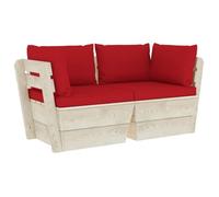 vidaXL Canapé palette 2 places – Bois d'épicéa avec coussins