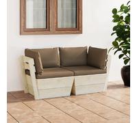 vidaXL Canapé palette de jardin 2 pcs - Bois d'épicéa