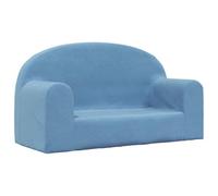 vidaXL Canapé pour enfants 2 places – Peluche douce – Housse amovible – Bleu – 84x34x45 cm