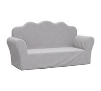 vidaXL Canapé pour Enfants 2 Places, Lit de Jour avec Dossier et Accoudoirs, Lit d'Invité pour Tout-Petits Salon, Gris Clair Peluche Douce