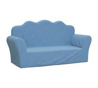 vidaXL Canapé pour Enfants 2 Places, Lit de Jour avec Dossier et Accoudoirs, Lit d'Invité pour Tout-Petits Salon, Bleu Peluche Douce