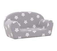 vidaXL Canapé pour Enfants 2 Places, Mini-canapé avec Housse Amovible, Canapé pour Tout-Petits, Meuble de Chambre d'enfant, Gris Clair avec Étoiles Peluche Douce