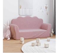 vidaXL Canapé pour enfants 2 places – Lit de jour avec dossier et accoudoirs – Rose peluche douce