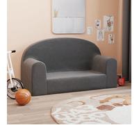 vidaXL Canapé pour enfants 2 places – Accoudoirs, dossier – Anthracite peluche douce